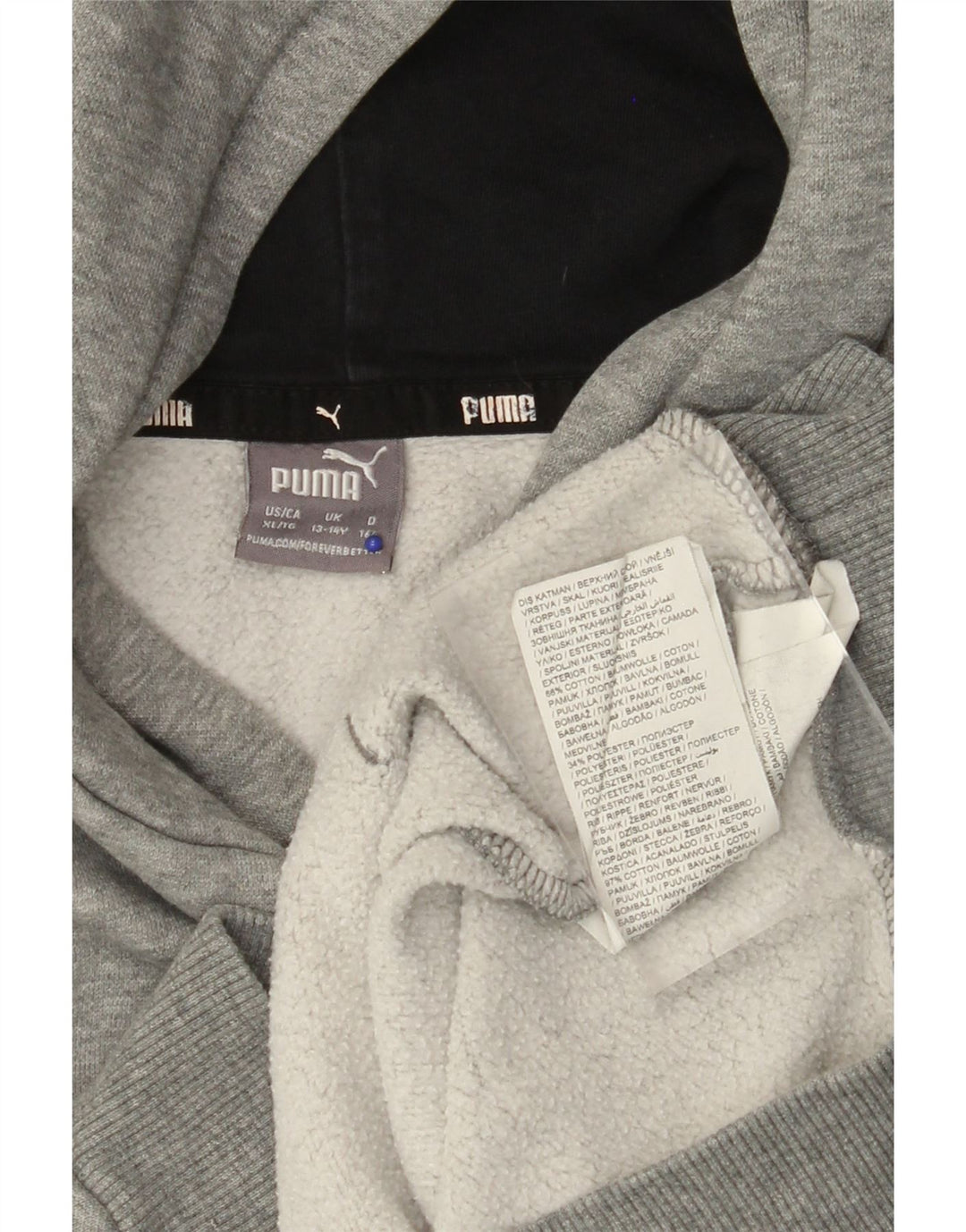 PUMA Jungen Graphic Hoodie Pullover 13–14 Jahre, graue Baumwolle