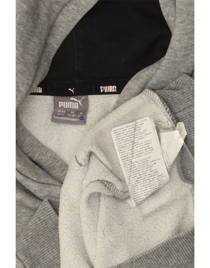 PUMA Jungen Graphic Hoodie Pullover 13–14 Jahre, graue Baumwolle