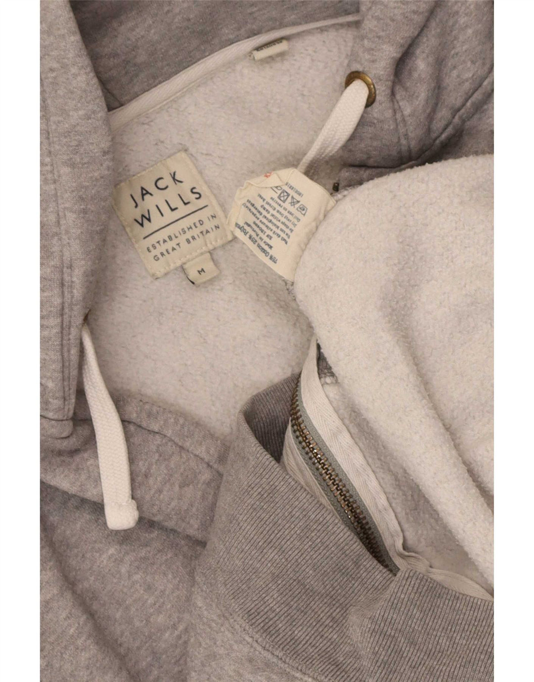 Jack Wills Herren-Kapuzenpullover mit Reißverschluss, mittelgrau gesprenkelte Baumwolle