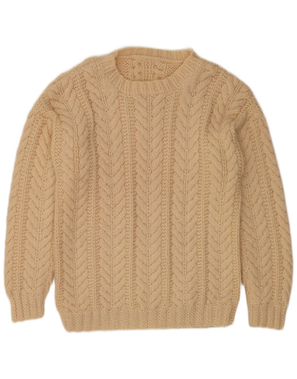 Vintage Herren Rundhalspullover Pullover Small Beige