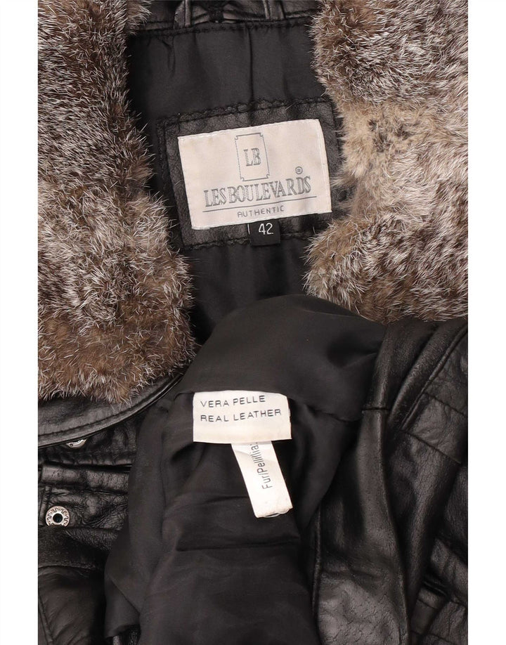 Lesboulevards Damen Lederjacke IT 42 Mittelschwarzes Leder