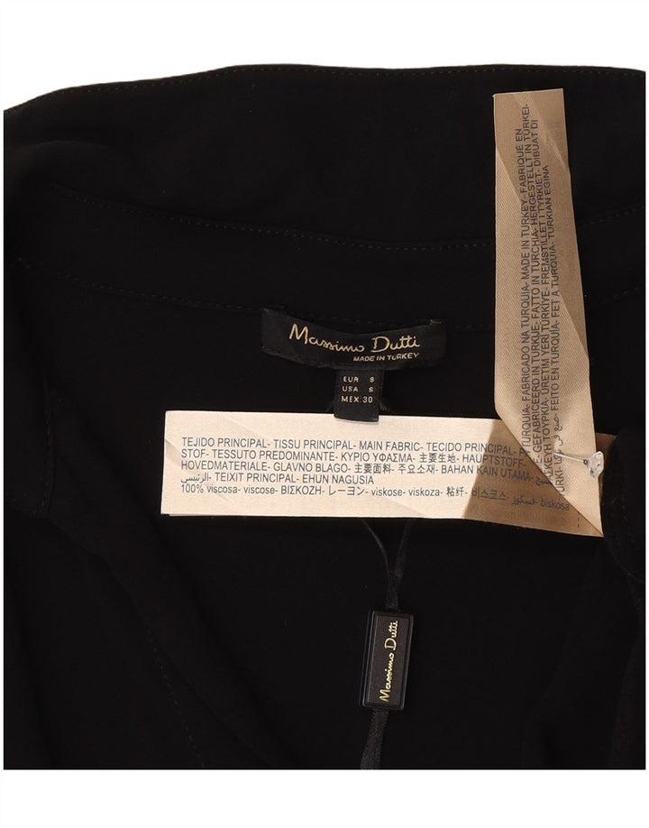 Massimo Dutti Damen Langarm-Blusenoberteil UK 10 Small Schwarze Viskose