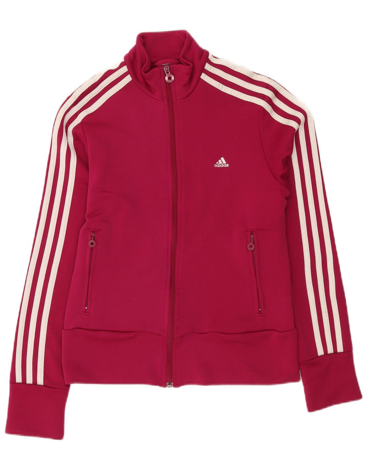 Adidas Damen Trainingsanzug Top Jacke UK 14 Mittelrosa Polyester