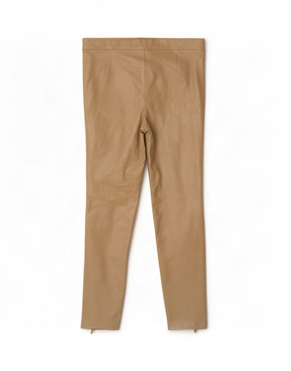 Zara Damen Slim Lederhose XL W32 L27 Beige