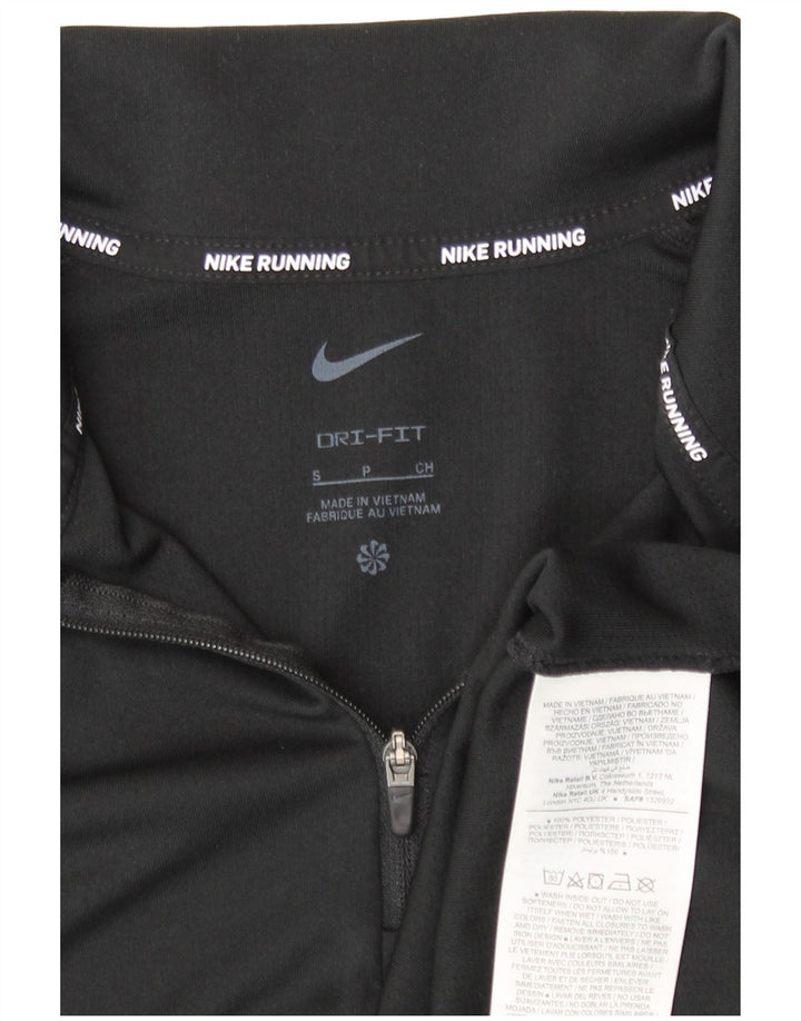 Nike Herren-Laufoberteil mit Reißverschluss, langärmlig, Größe S, Schwarz, Polyester, Sport