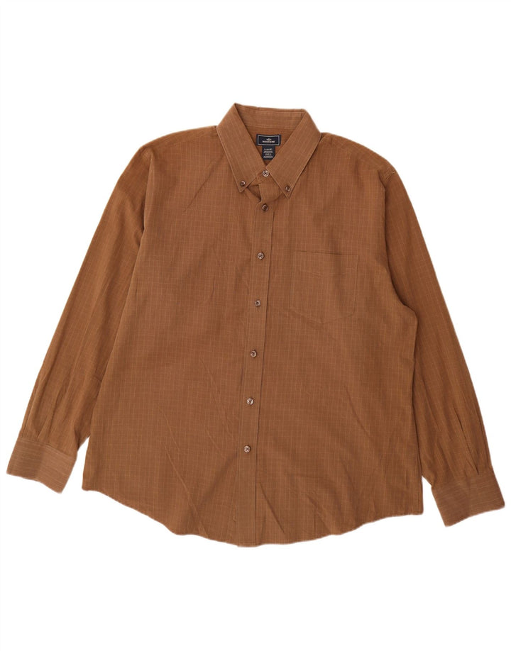 Dockers Herrenhemd Größe 16 16 1/2 große braune Gingham-Baumwolle