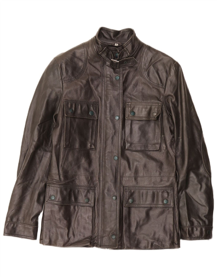 Suprema Damen Lederjacke IT 42 Mittelschwarzes Leder