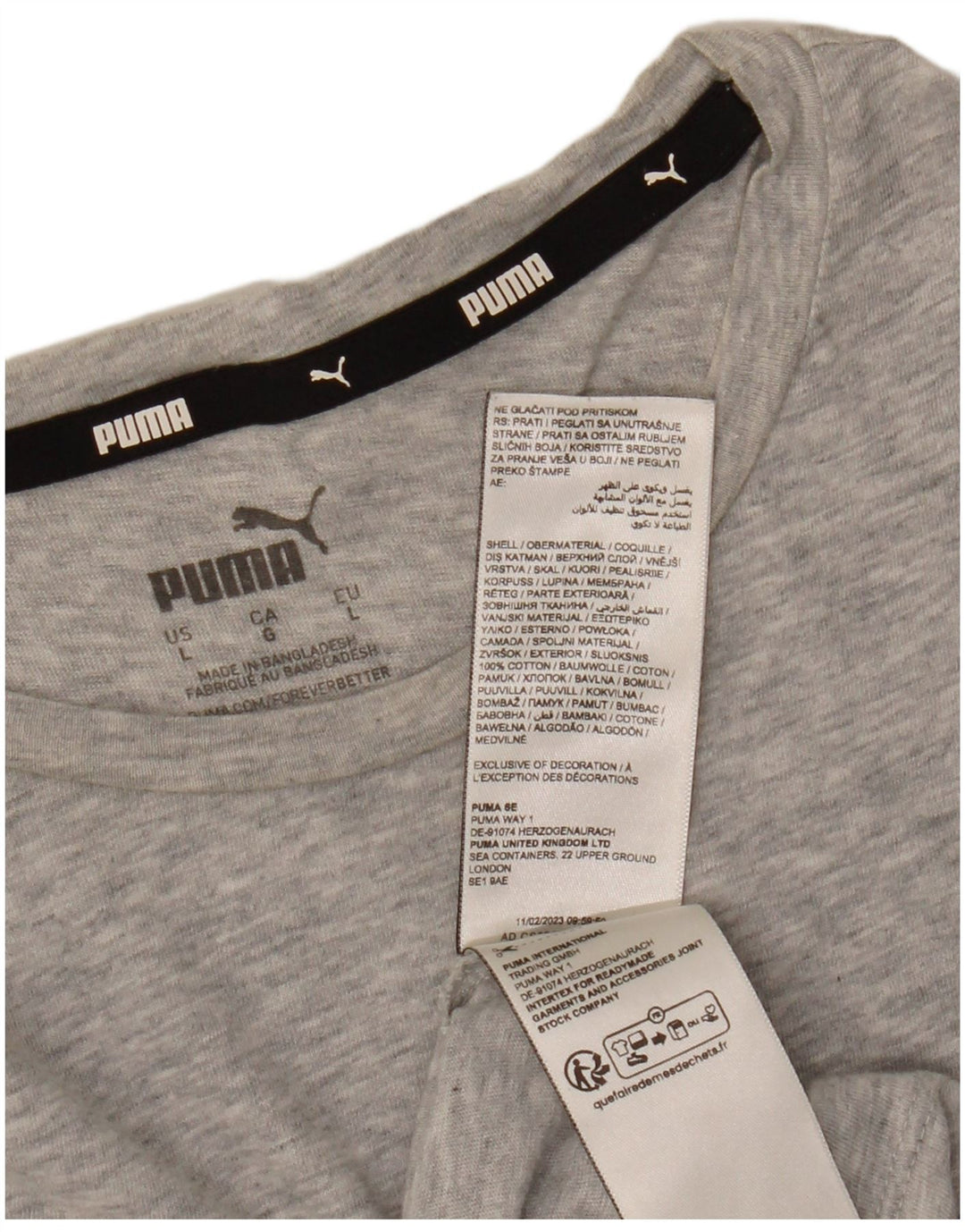 PUMA Damen Grafik T-Shirt Top UK 16 Large Grau Baumwolle