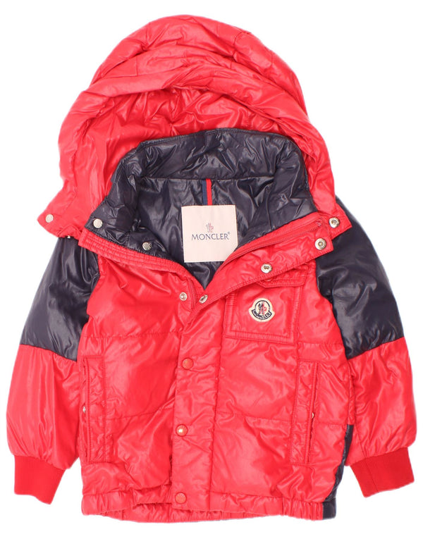 Moncler Baby Boys Graphic Hooded Wattierte Jacke 18–24 Monate Roter Farbblock