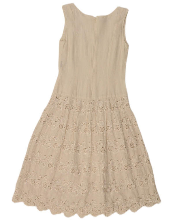 MARIELLA BURANI Ärmelloses A-Linien-Kleid für Damen, Gr. 10, Größe S, gebrochenes weißes Leinen