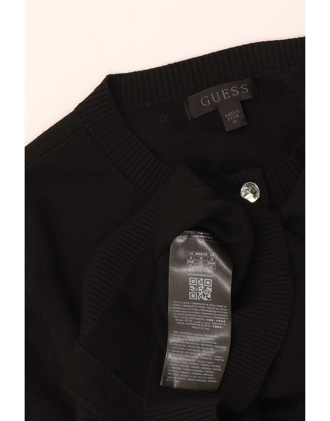 Guess Damen Crop Cardigan Pullover UK 12 Medium Schwarz Polyester