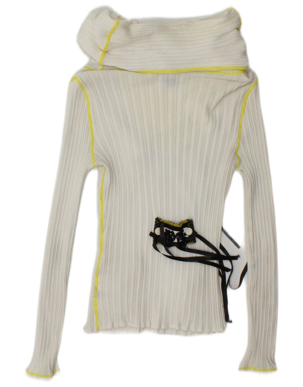 TRICOAT CHIC Damen Crop Rollkragenpullover IT 42 Mittelweiß