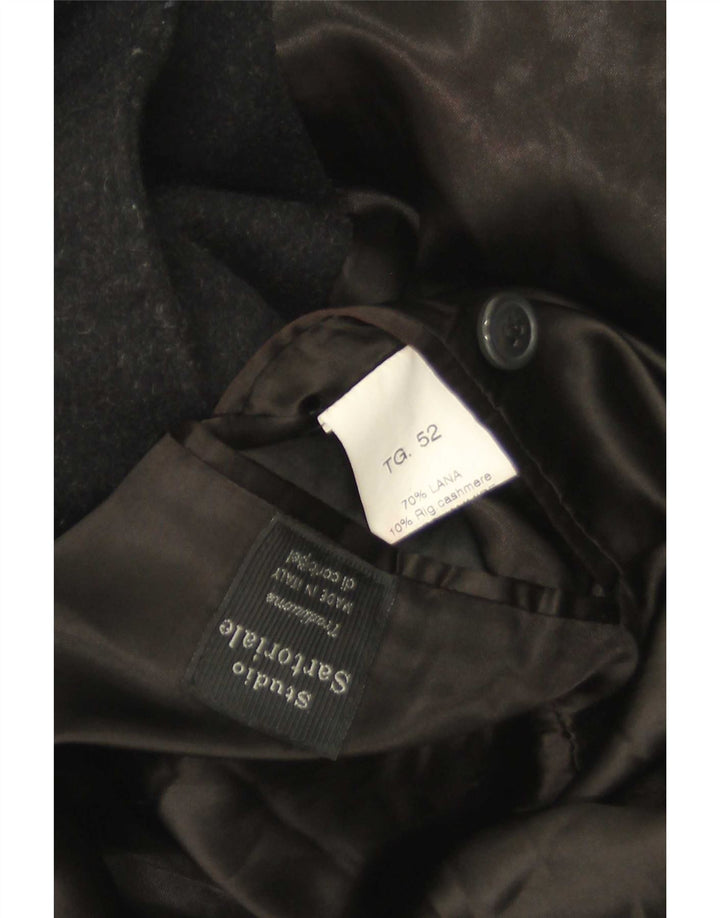 Vintage Herren Mantel IT 52 XL Schwarze Wolle