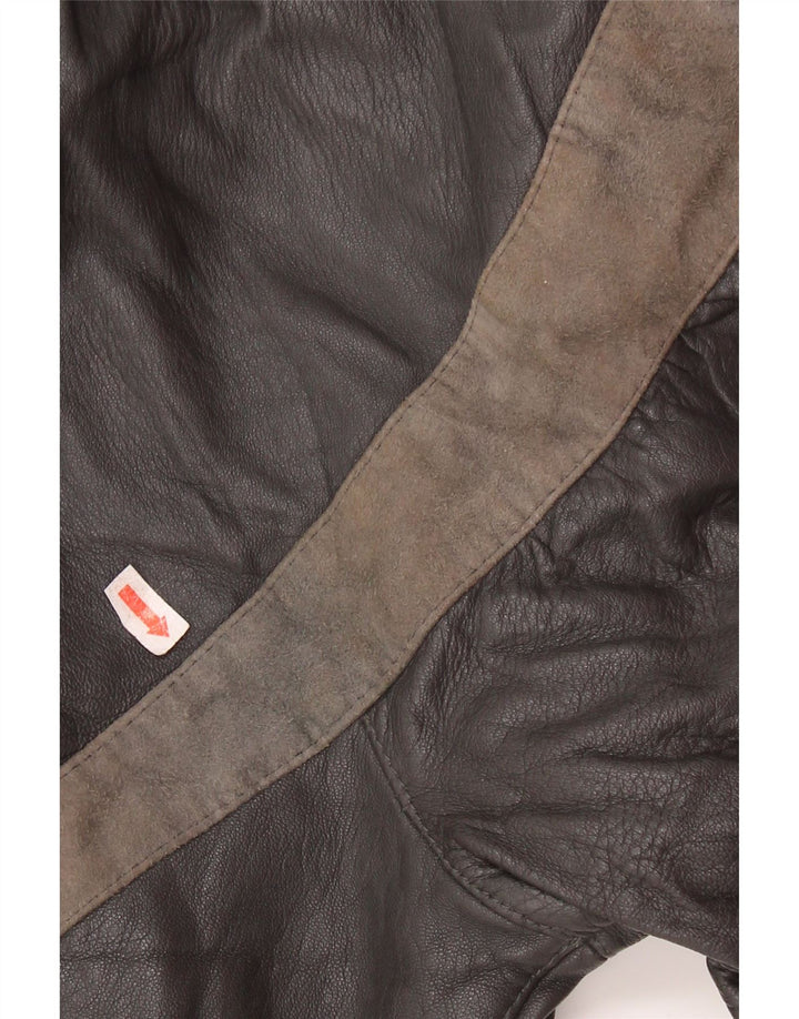 Lavorazione Artigiana Damenjacke IT 44 Mittelgraues Colourblock-Leder