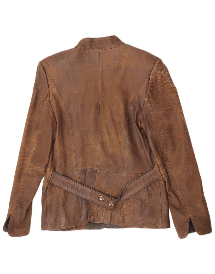 Vintage Damen 1-Knopf-Blazerjacke EU 38 Mittelbrauner Farbblock