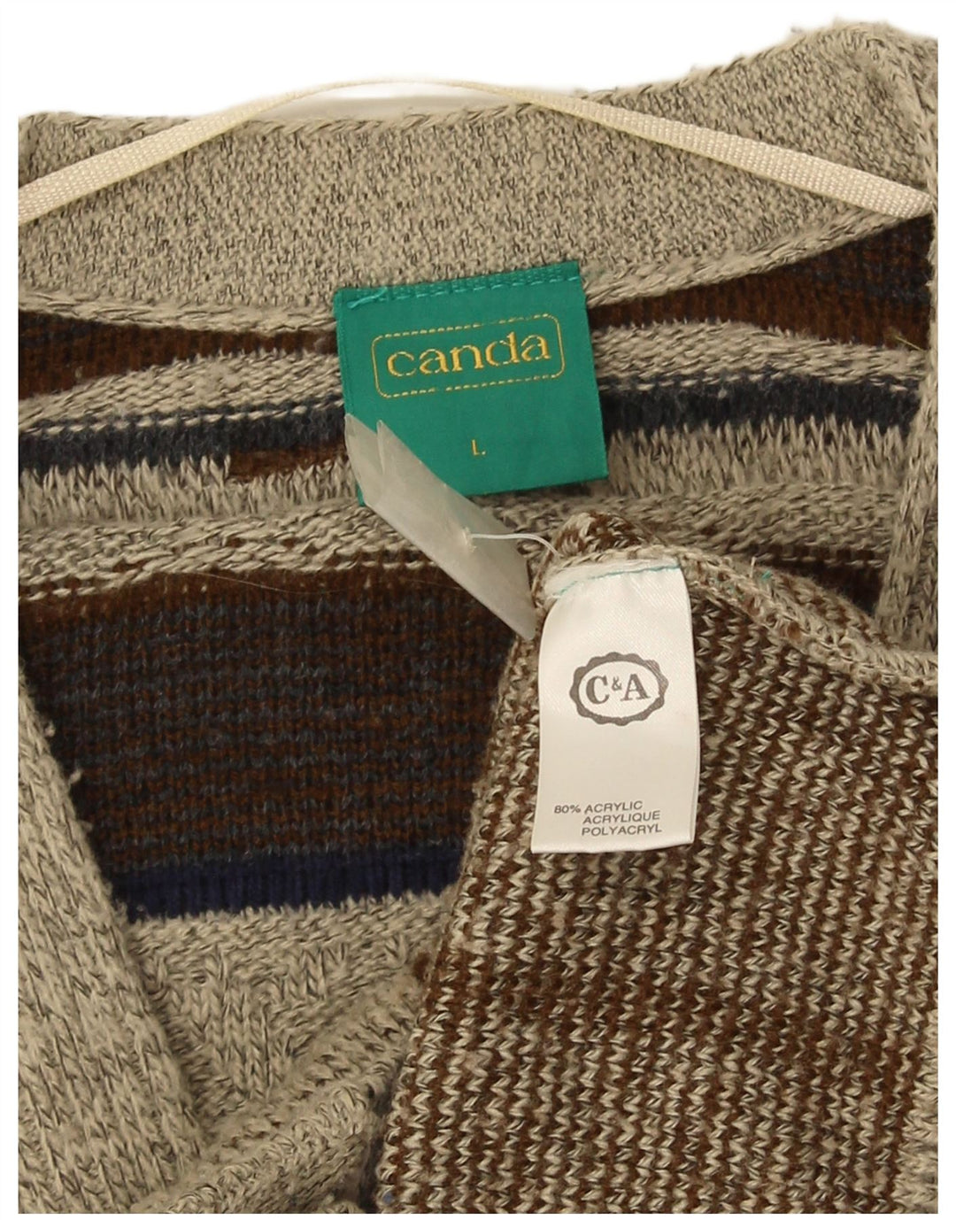 Kanada Herren-Strickjacke, groß, grau, geometrisch, Acryl