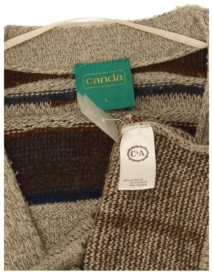 Kanada Herren-Strickjacke, groß, grau, geometrisch, Acryl