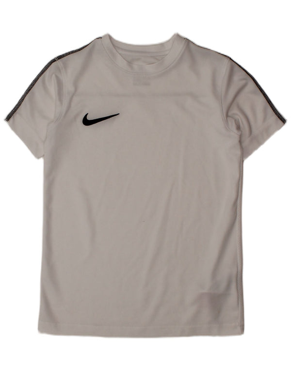 NIKE Dri Fit T-Shirt für Jungen, 6–7 Jahre, XS, weißes Colourblock-Polyester