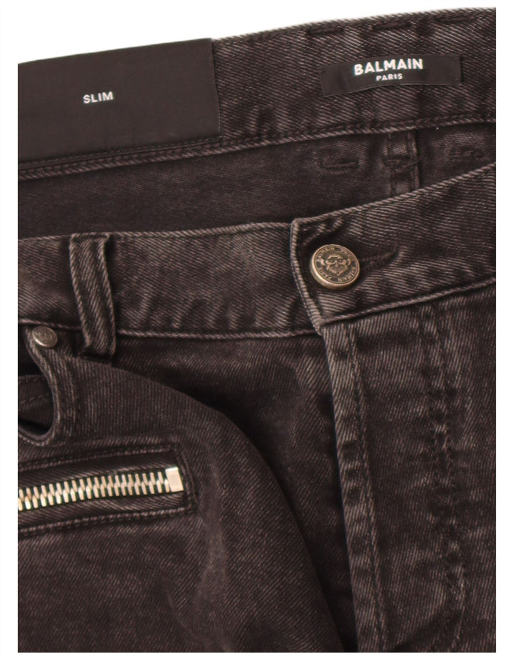 Balmain Herren Slim Jeans W34 L30 Graue Baumwolle