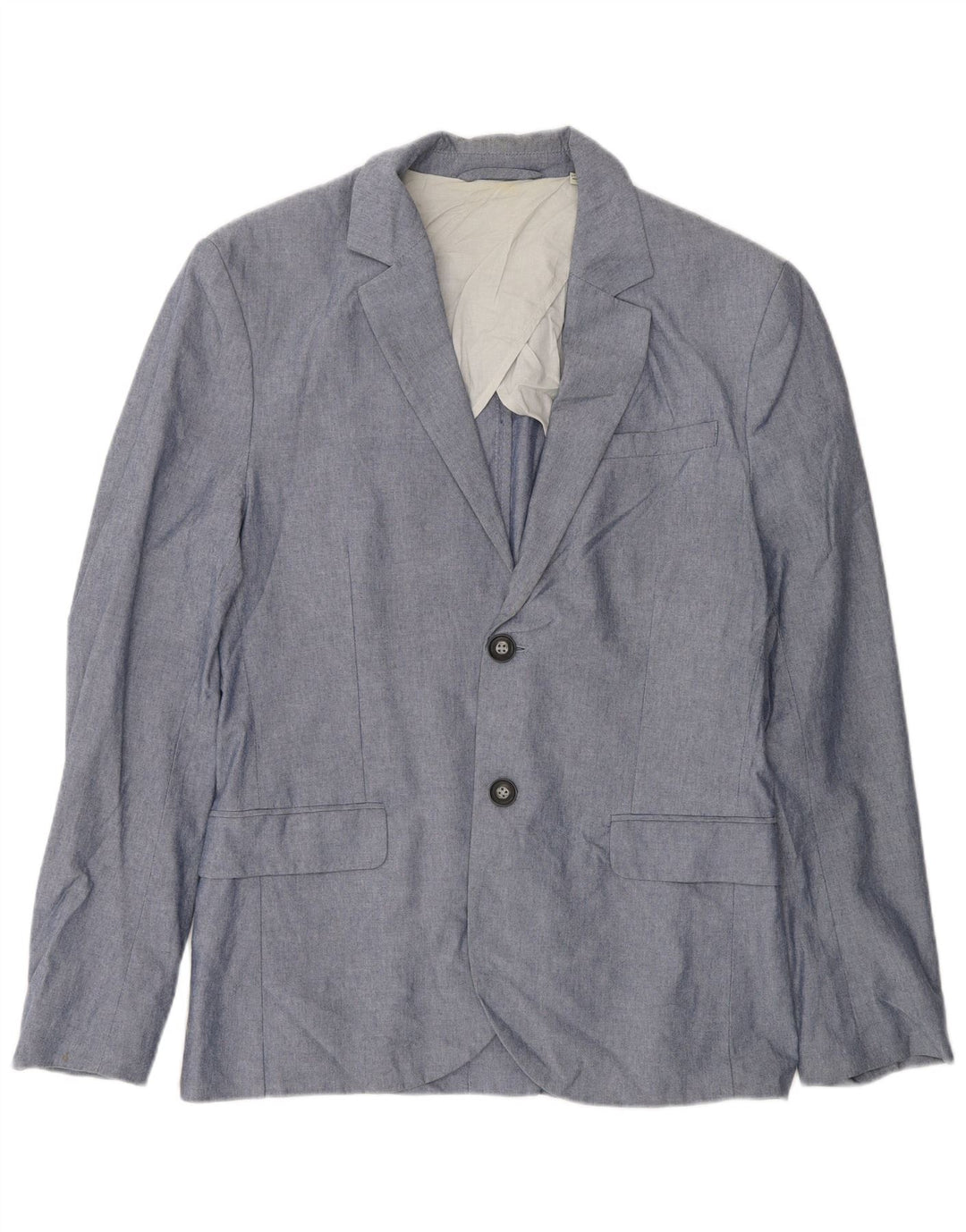 Jack Wills Herren-Blazer mit 2 Knöpfen, UK 38, mittelblaue Baumwolle