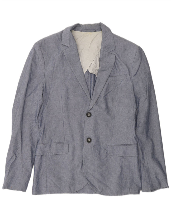 Jack Wills Herren-Blazer mit 2 Knöpfen, UK 38, mittelblaue Baumwolle