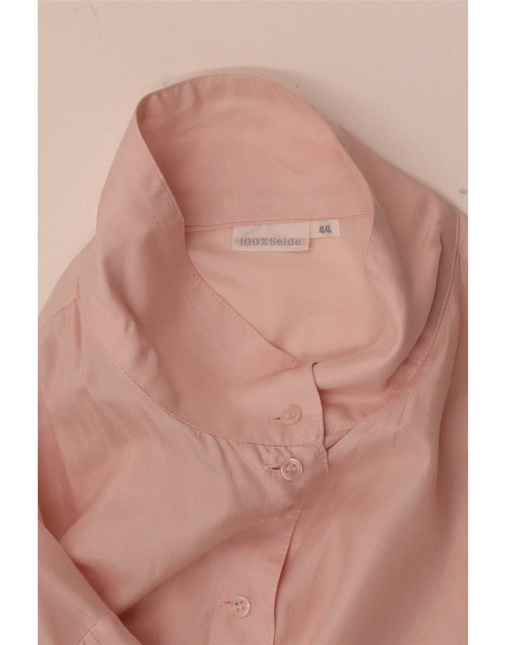 Vintage Damen übergroße Hemdbluse IT 44 Mittelrosa Seide