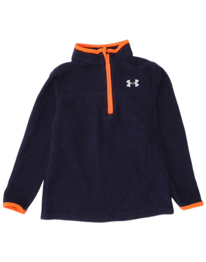 Under Armour Jungen-Fleecepullover mit Reißverschluss am Hals, 4–5 Jahre, marineblaues Polyester