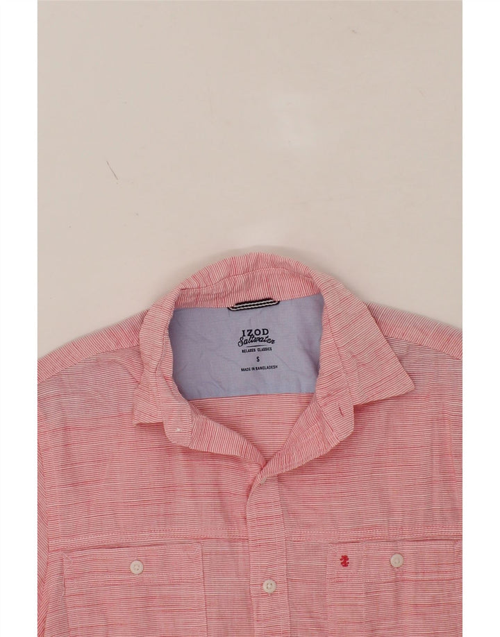 IZOD Mens Short Sleeve Shirt Small Pink Pinstripe Cotton Vintage Izod and Second-Hand Izod from Messina Hembry 
