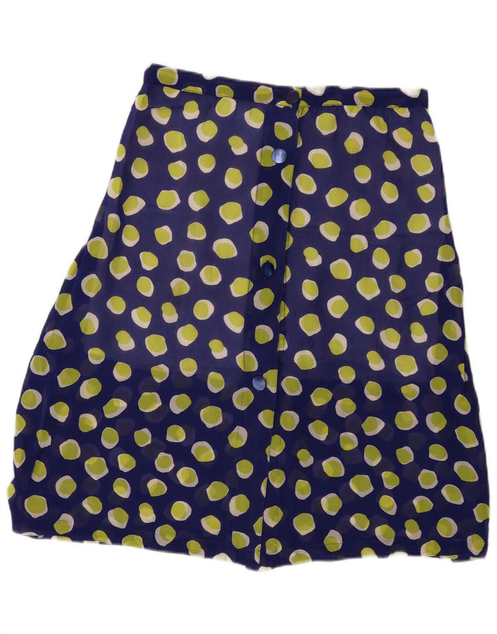 Vintage Damen A-Linienrock W30 Medium Marineblau gepunktet
