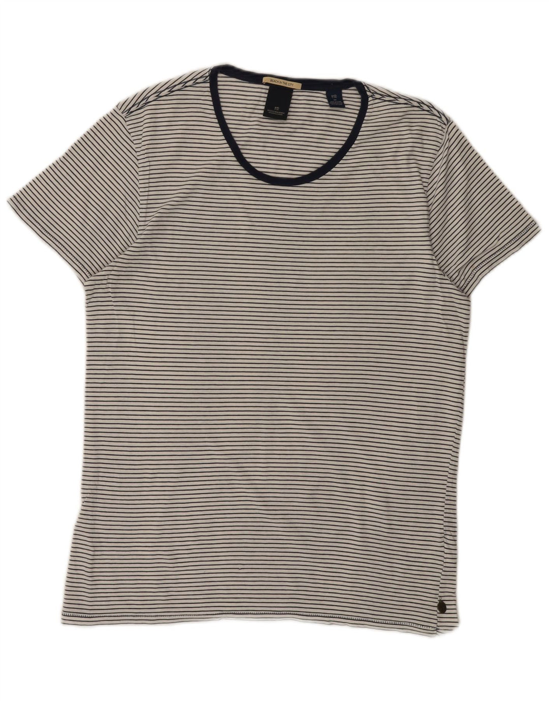 SCOTCH & SODA Herren T-Shirt Top Mittelweiße Nadelstreifen-Baumwolle