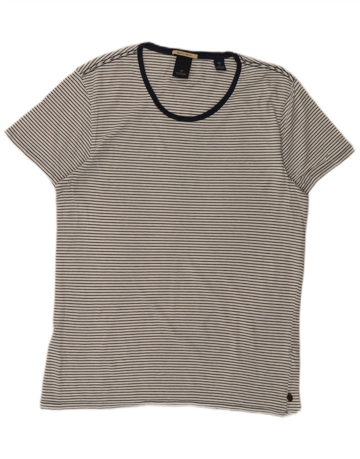 SCOTCH & SODA Herren T-Shirt Top Mittelweiße Nadelstreifen-Baumwolle