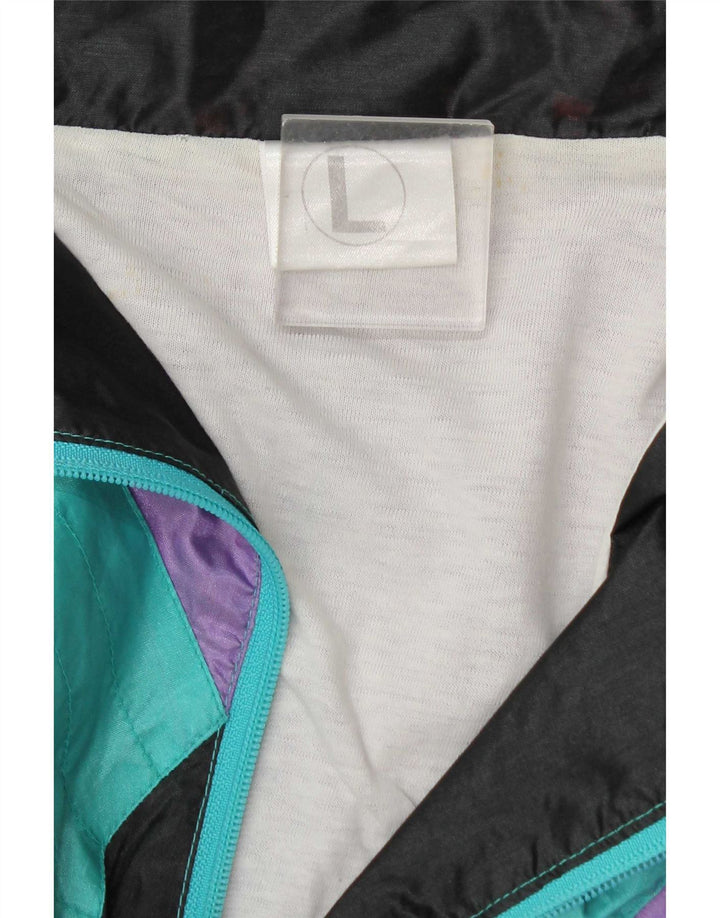 Vintage Herren-Trainingsanzug-Oberteil, große, mehrfarbige Colourblock-Polyamidjacke