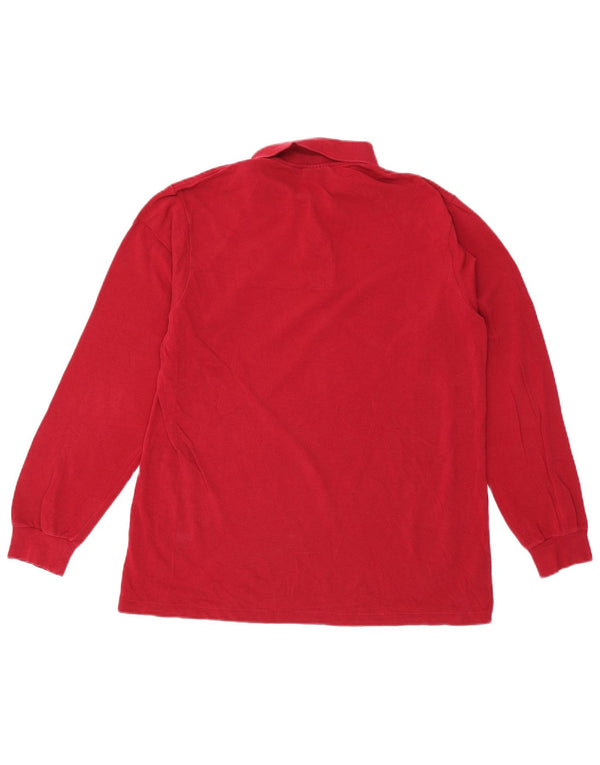 Lacoste Herren-Langarm-Poloshirt, Größe 4, mittelrote Baumwolle