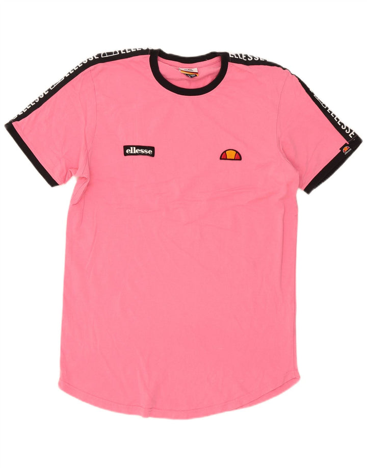 Ellesse Herren Grafik-T-Shirt-Oberteil Mittelrosa Farbblock