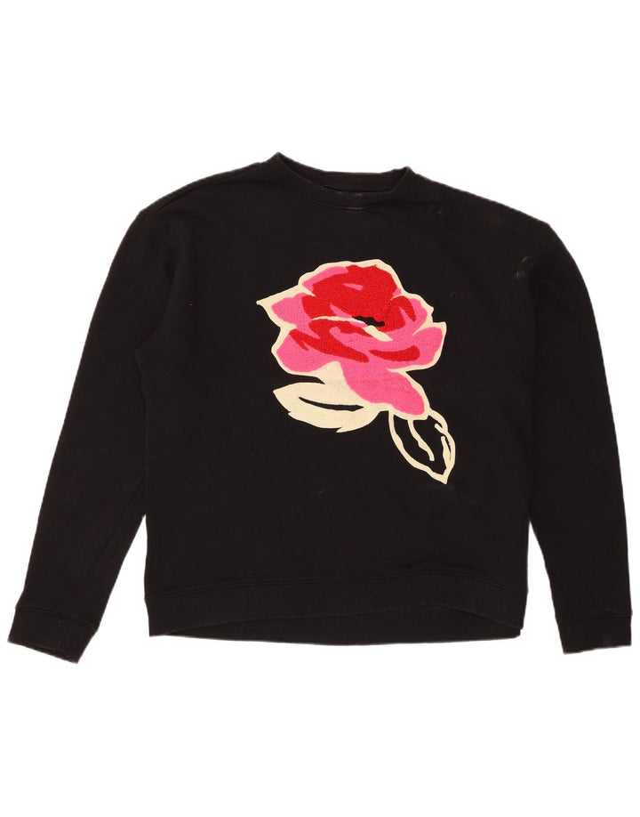 Ted Baker Damen-Pullover mit grafischem Rundhalsausschnitt, Größe 2, klein, Schwarz