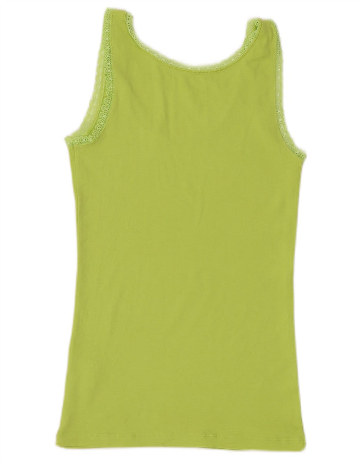 BENETTON Damen-Trägershirt, UK-Größe 44, Größe L, grüne Baumwolle