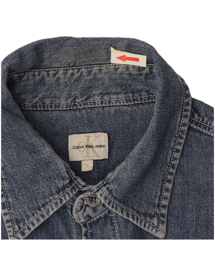 Calvin Klein Herren-Jeanshemd, große blaue Baumwolle