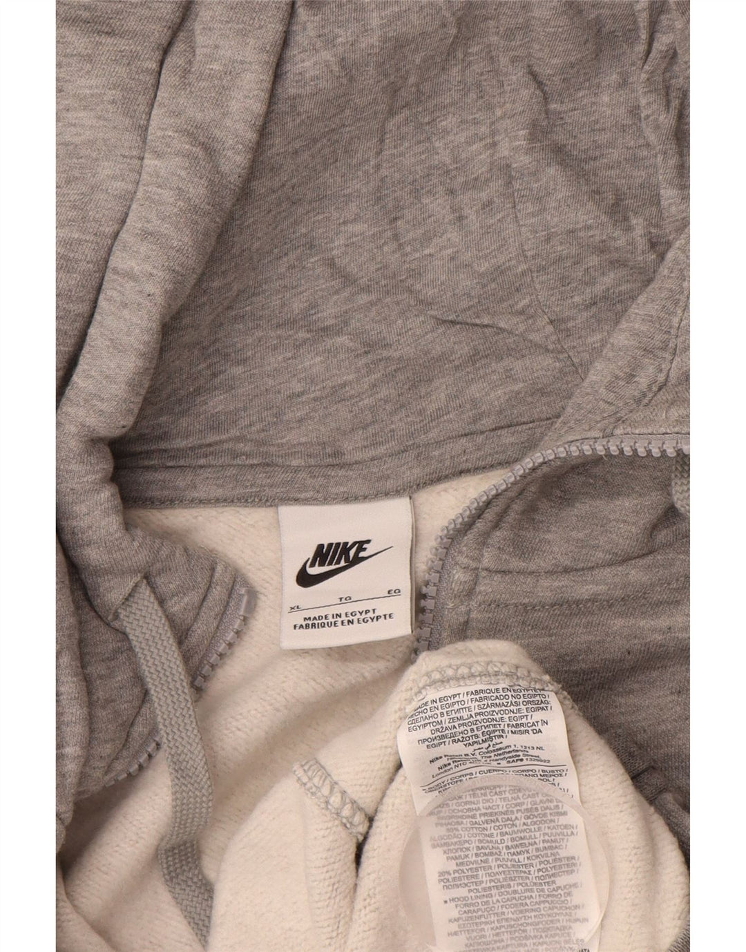 NIKE Herren-Kapuzenpullover mit Reißverschluss, XL, graue Baumwolle