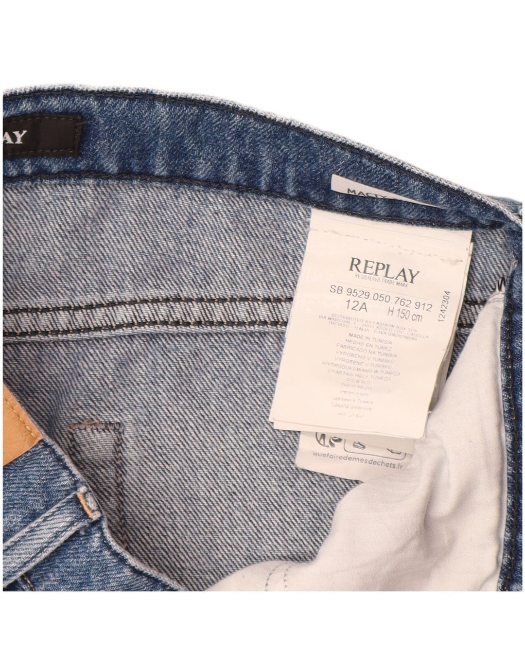 REPLAY Cargo-Jeansshorts für Jungen, 11–12 Jahre, W26, blaue Baumwolle