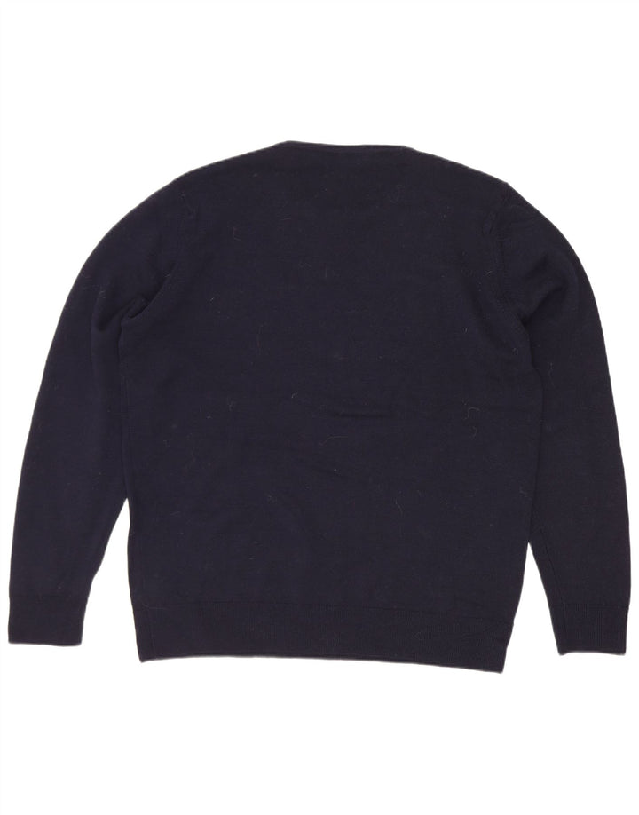 Marks & Spencer Damen-Pullover mit Rundhalsausschnitt, UK 12, mittelmarineblaue Wolle