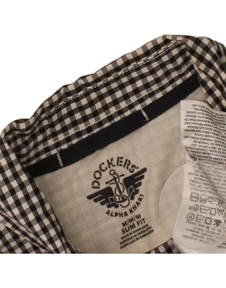 DOCKERS Mens Slim Fit Shirt Medium Black Gingham Cotton Vintage Dockers and Second-Hand Dockers from Messina Hembry 