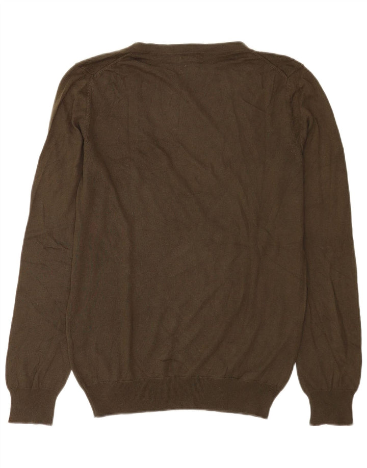 Massimo Dutti Damen-Pullover mit V-Ausschnitt, UK 14, mittlere Khaki-Seide