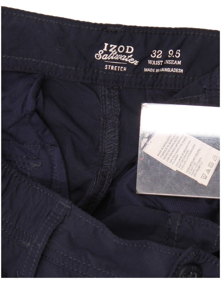 IZOD Herren Salt Water Cargo Shorts W32 Medium Navy Blue Polyamid