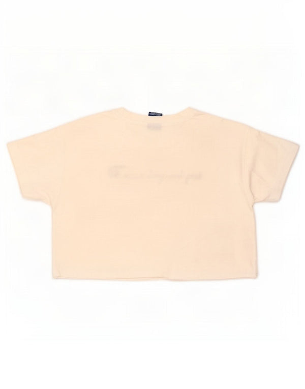 Champion Damen Crop Graphic T-Shirt Top UK 14 Mittelweiße Baumwolle