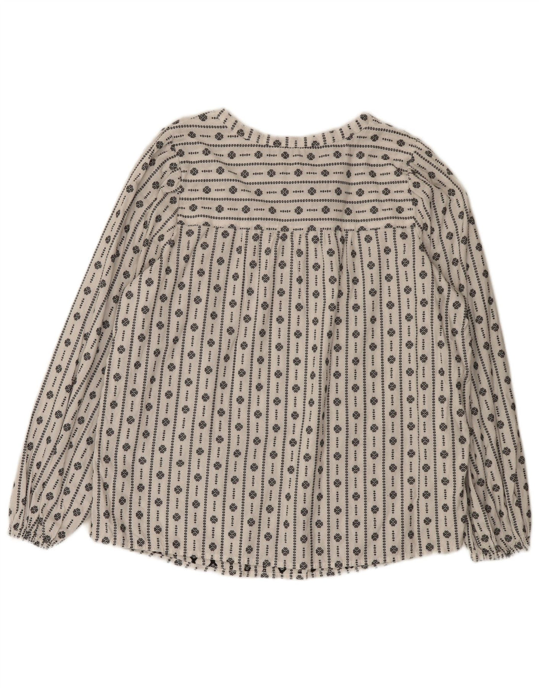 Marks & Spencer Damen-Blusenoberteil, UK-Größe 46, Größe L, weiße, geometrische Baumwolle