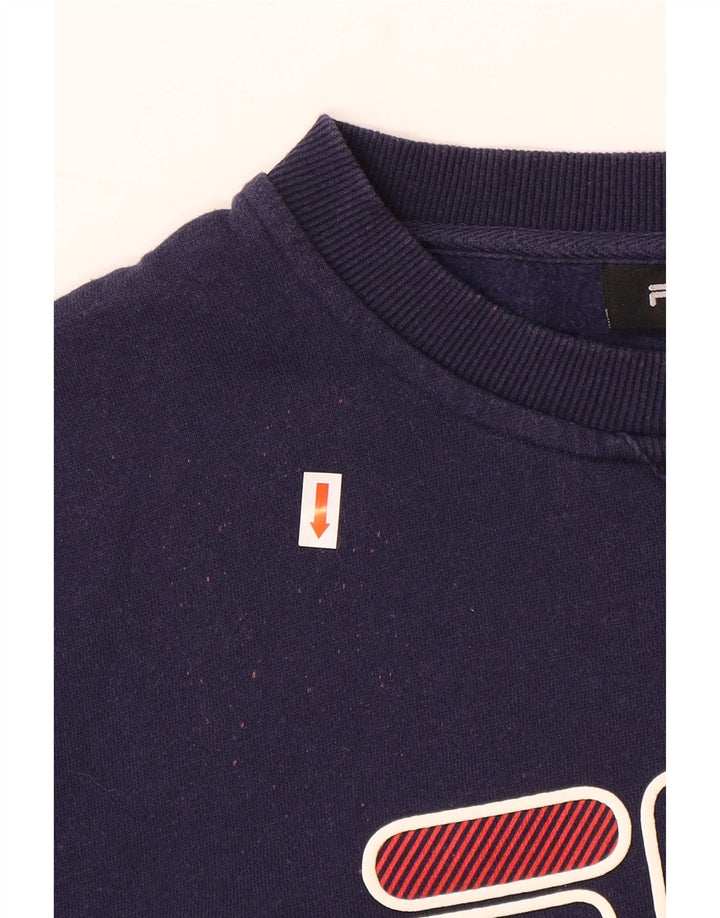 Fila Herren-Sweatshirt mit Grafik, mittlere marineblaue Baumwolle