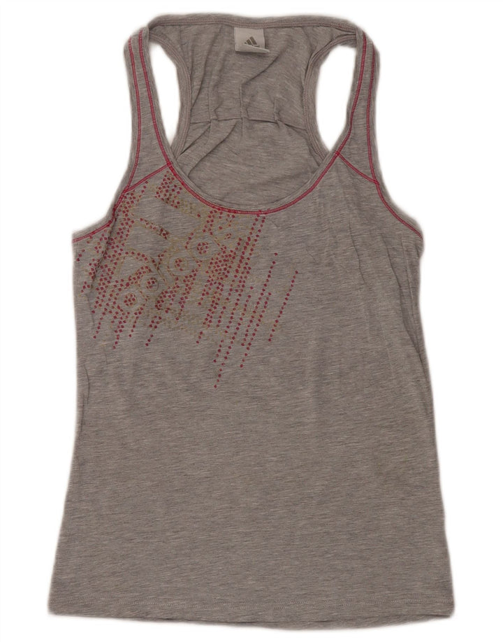 Adidas Damen Graphic Vest Top UK 12 Mittelgrau meliert