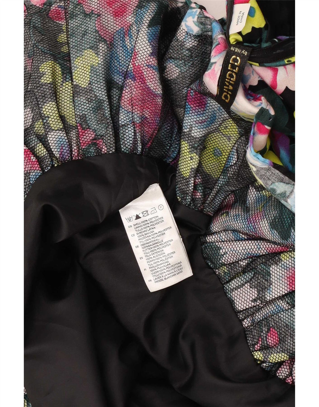 Divided Damen-Unterkleid, UK-Größe 38, Größe S, mehrfarbig, geblümt, Baumwolle