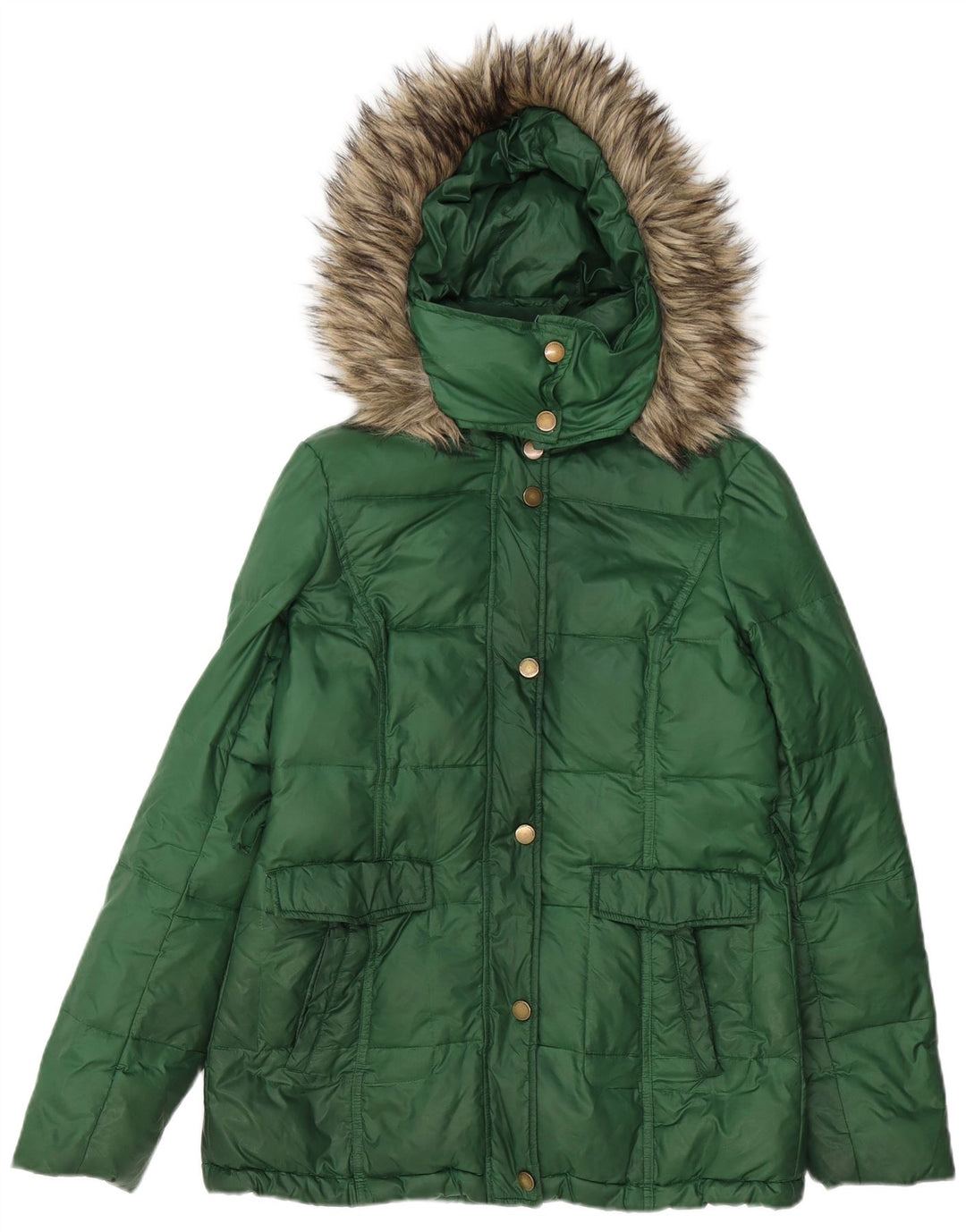 Esprit Damen Wattierte Jacke mit Kapuze UK 12 Mittelgrün