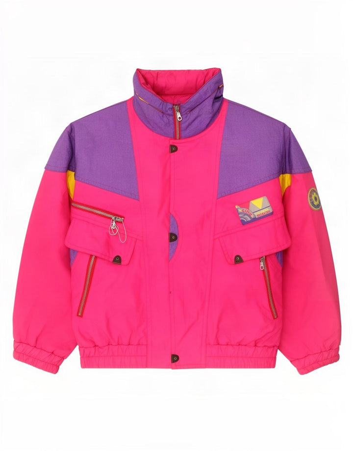 Elho Herren-Skijacke mit lockerer Passform, IT 48, Mittelrosa, Farbblock-Polyester